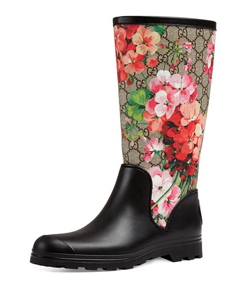 gucci prato blossom rain boots|gucci high heel boots.